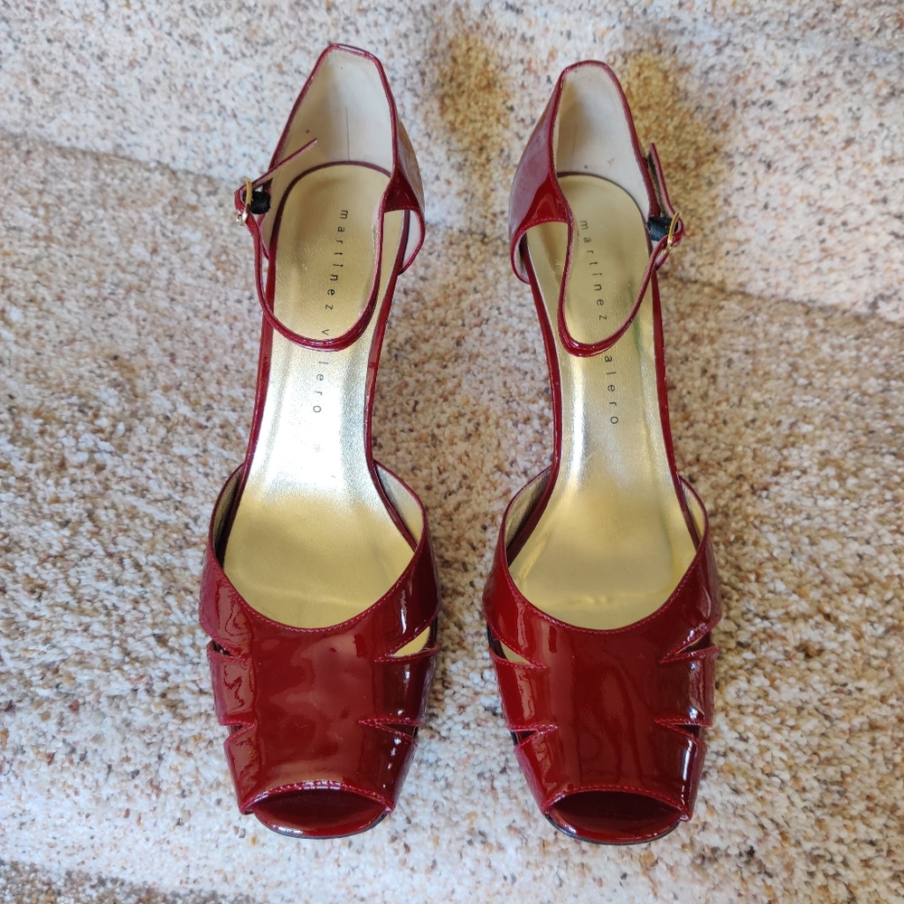 Martinez Valero Strappy Open Toe Red Heels